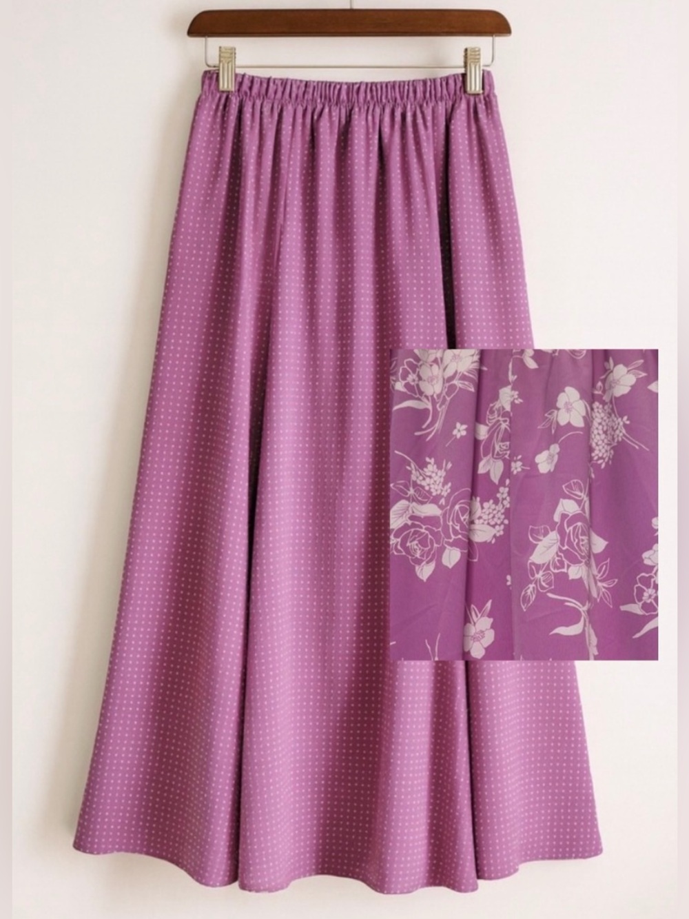 Y2K Vintage Reversible sz M Womens Polkadot Floral High Waist ALine Maxi Skirt